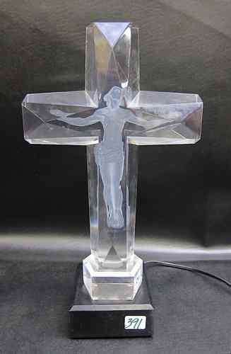 Appraisal: FREDERICK HART LUCITE SCULPTURE American - ''Cross of the Millenium