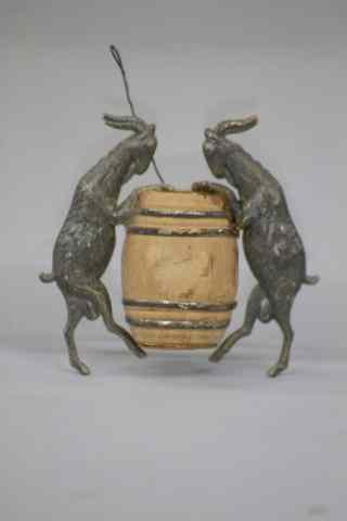 Appraisal: TWO GOATS AND BARREL OF BEER DRESDEN ORNAMENT Germany includes