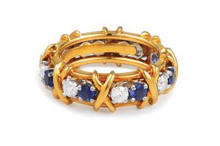 Appraisal: A Sapphire and Diamond Gold Ring by Schlumberger for Tiffany