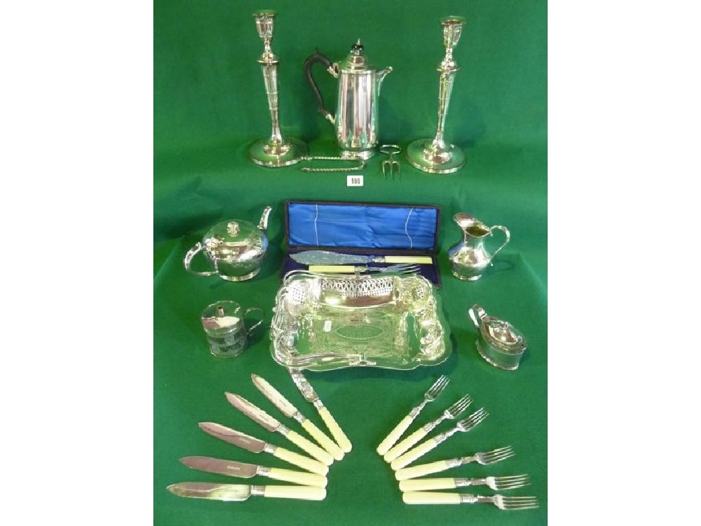 Appraisal: A quantity of plated wares including a bread basket with