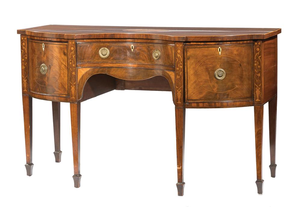 Appraisal: George III Inlaid Mahogany Sideboard early th c shaped top