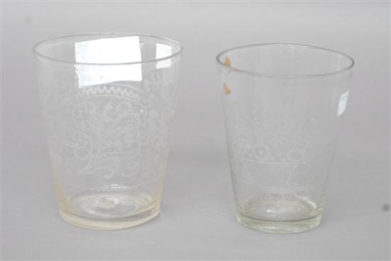 Appraisal: PAIR TH TH C ETCHED BEAKERS H