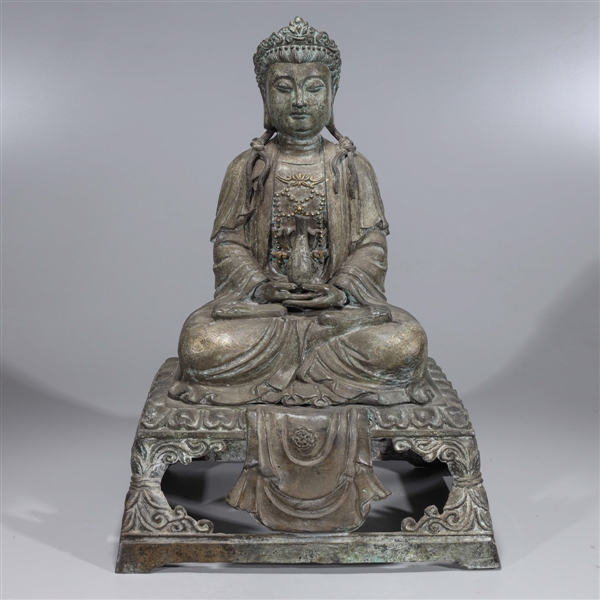 Appraisal: Chinese bronze seated Buddha statue with gilt detail overall good