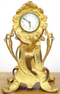 Appraisal: New Haven Clock Co Art Nouveau Mantel Clock Brass body