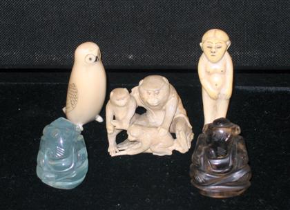 Appraisal: Five Curious Japanese and Asian Miniatures th- th c Well-carved