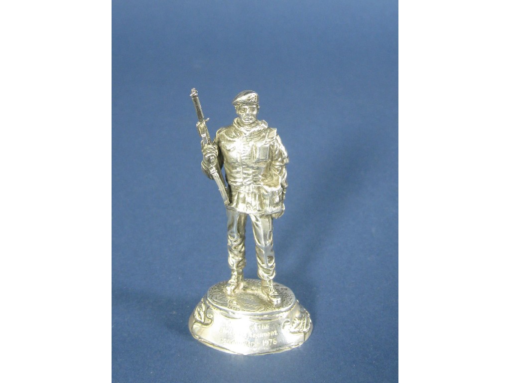 Appraisal: A cast silver Model of Soldier of the Cheshire Regiment