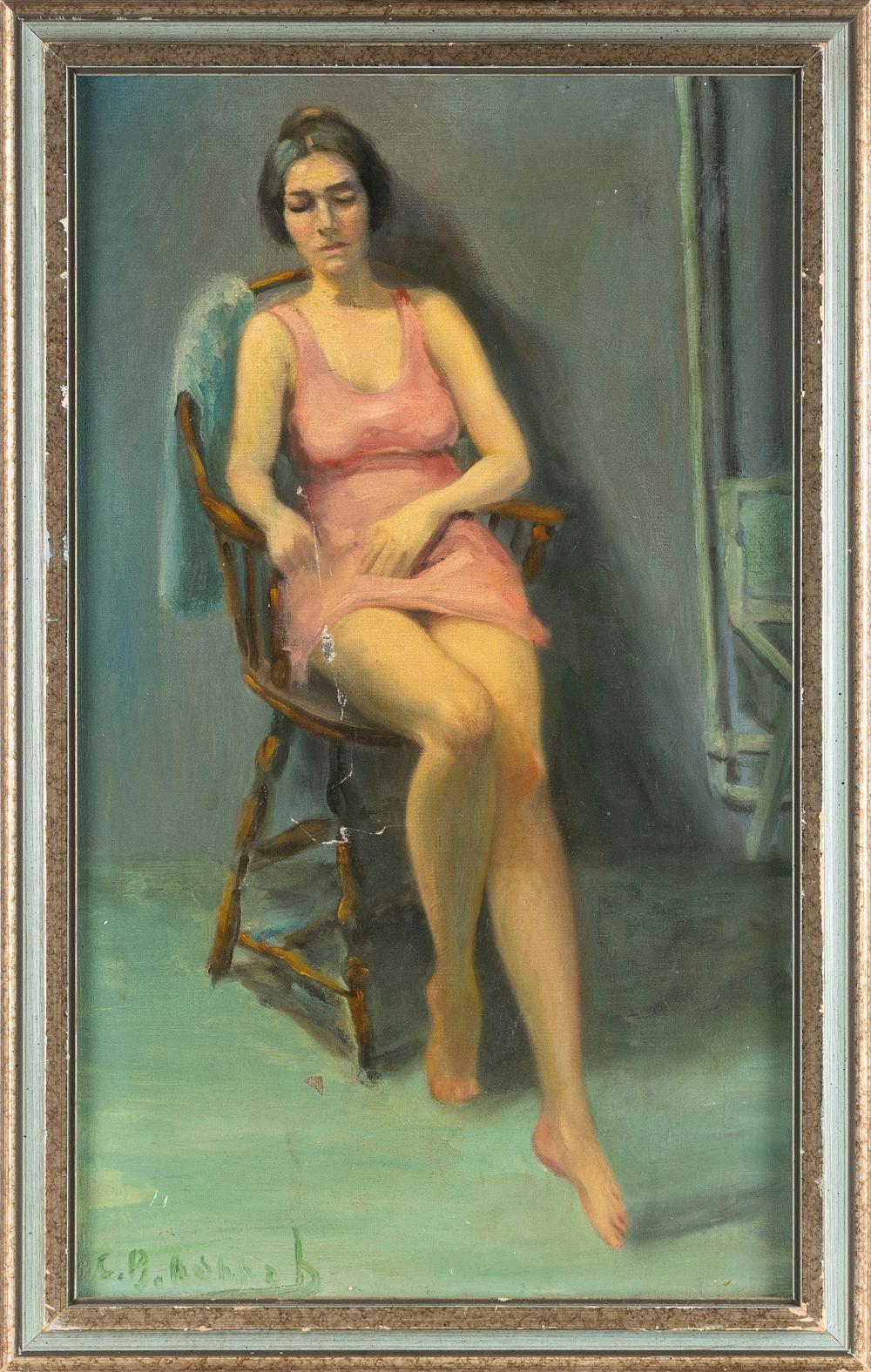 Appraisal: CHARLES BOHANNAH NEW YORK - PORTRAIT OF A WOMAN WEARING