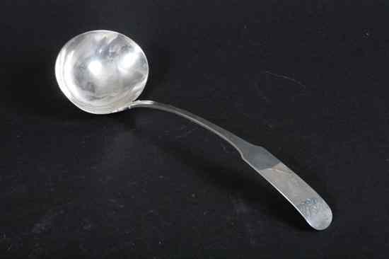 Appraisal: AMERICAN COIN SILVER PUNCH LADLE th century unmarked The terminal