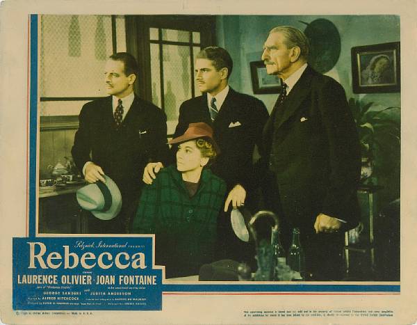 Appraisal: Rebecca United Artists lobby card condition C- mounted to cardboard