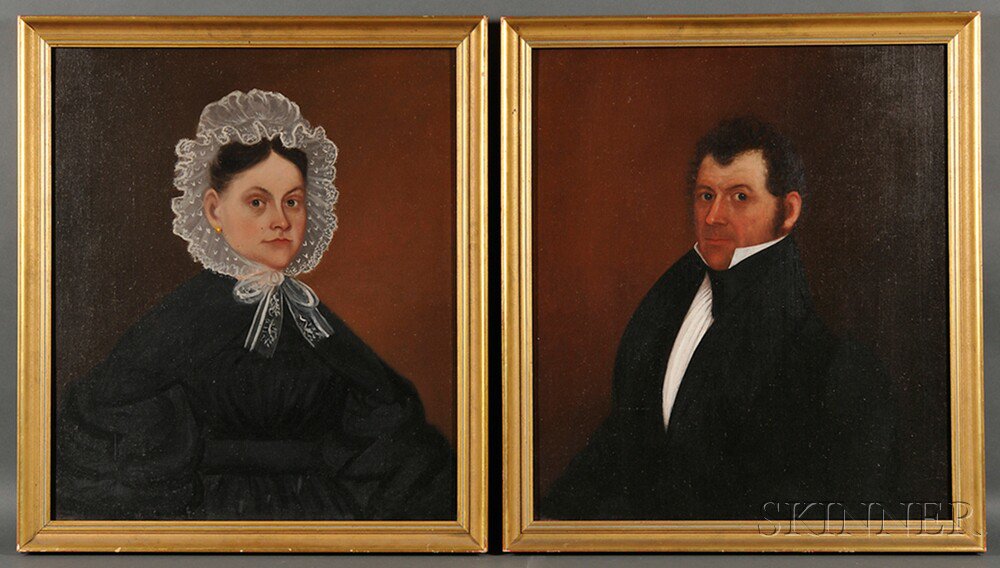 Appraisal: American School th Century Pair of Portraits of Levi and