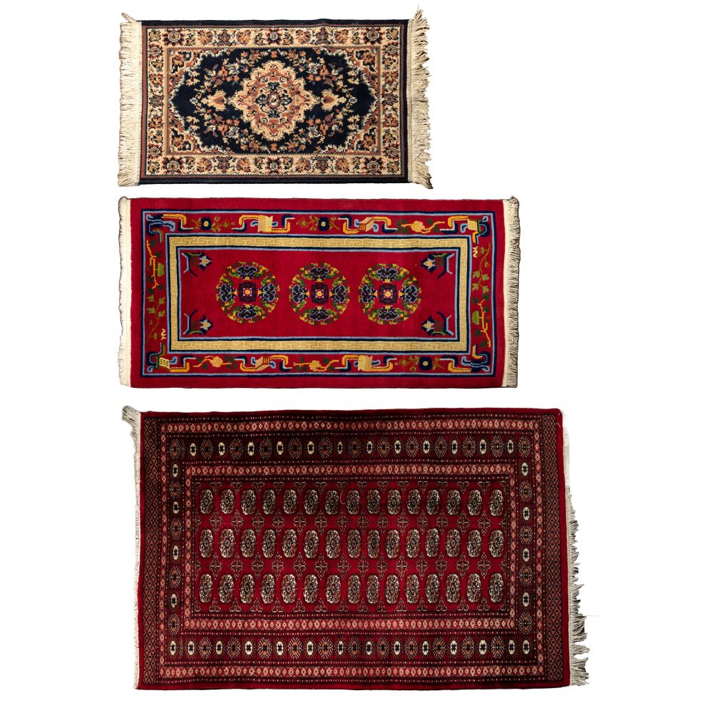 Appraisal: WOOL RUG ASSORTMENT items including a Bokhara style handwoven in