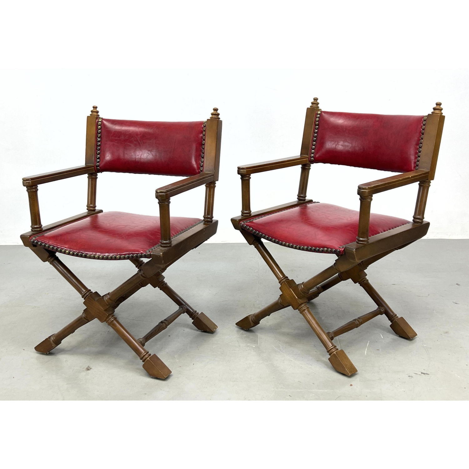 Appraisal: Pair Shelby Williams Directoire Chairs Red vinyl Dimensions H inches