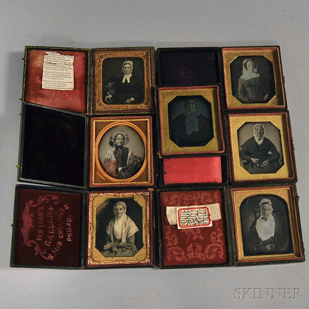 Appraisal: Seven Sixth-plate Daguerreotype Portraits of Elderly Ladies one depicting a