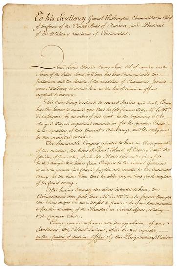 Appraisal: AMERICAN REVOLUTION - ETHIS DE CORNY Dominique-Louis Manuscript letter signed