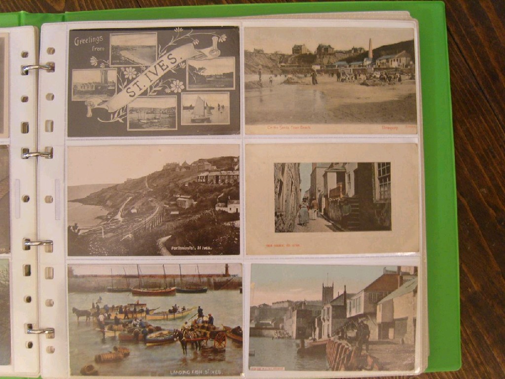 Appraisal: Three large postcard albums containing British topographical cards mainly relating