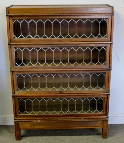 Appraisal: Fully Leaded Stack Bookcase With lower drawer Probably walnut From