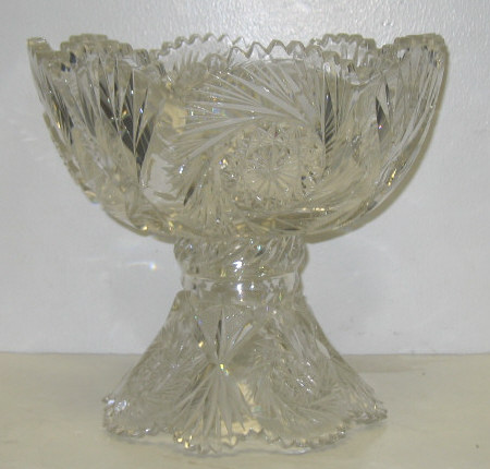 Appraisal: VICTORIAN CUT GLASS PUNCH BOWL ON STAND Brilliant deep cut