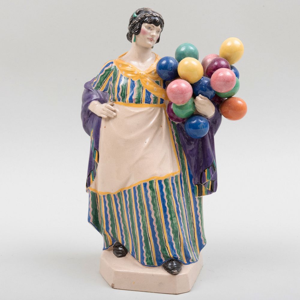 Appraisal: Charles Vyse Chelsea Pottery 'The Balloon Seller' Painted artist's intersecting