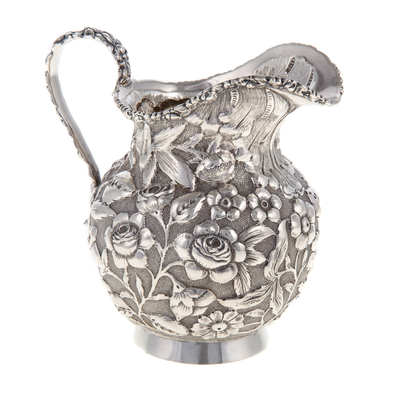 Appraisal: BALTIMORE STERLING REPOUSSE CREAMER Mark rubbed and illegible baluster form