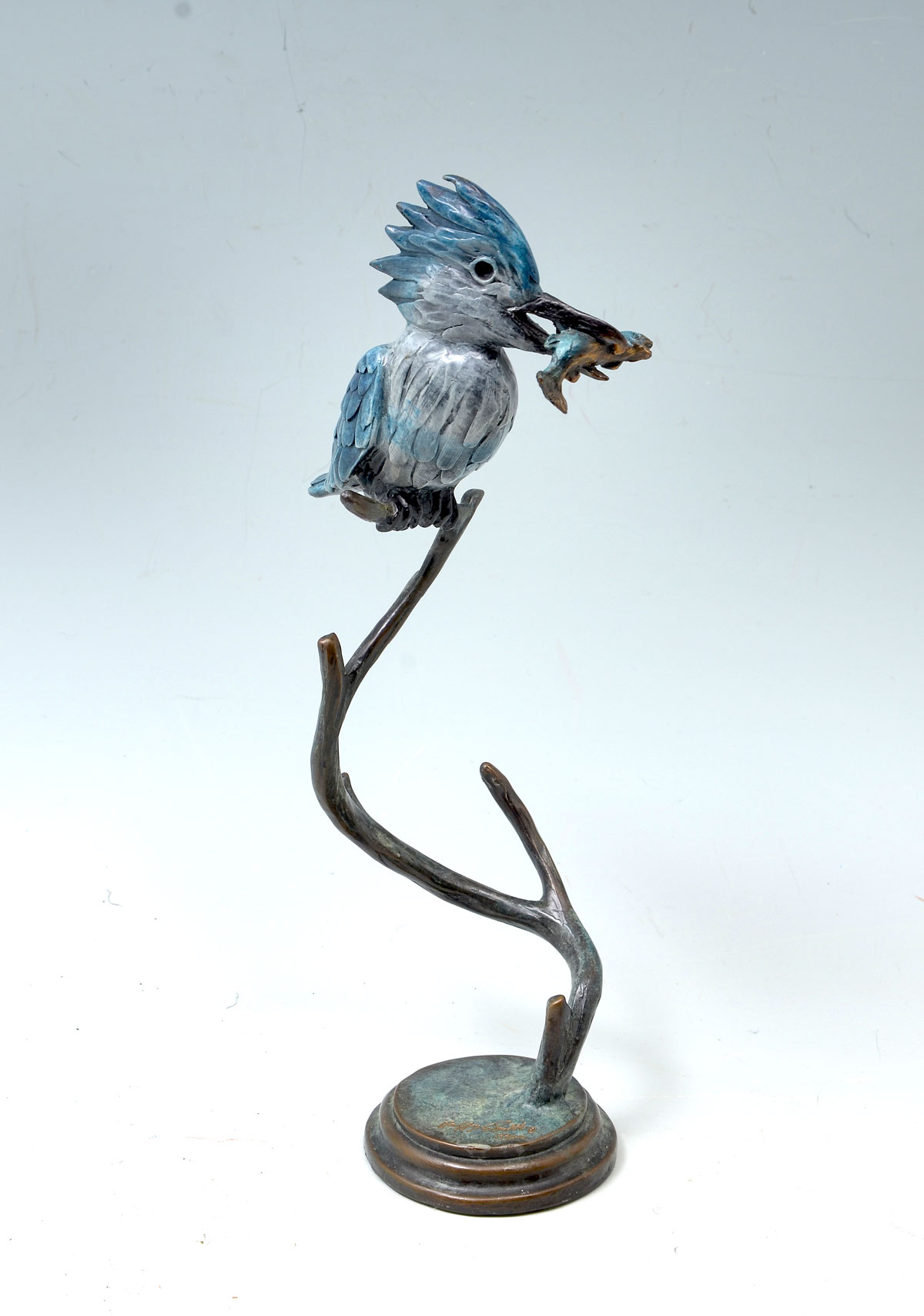 Appraisal: SMITH Geoffrey American Kingfisher with Catch Cold Painted Bronze ''