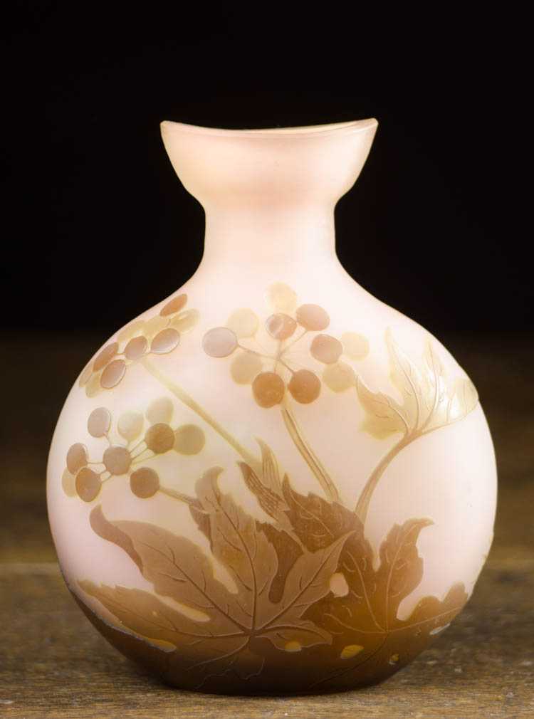 Appraisal: EMILE GALLE CAMEO GLASS VASE with shades of brown and