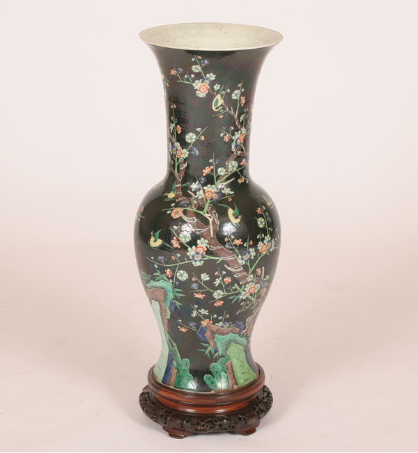 Appraisal: Asian baluster form ceramic vase extensive floral and avian decoration