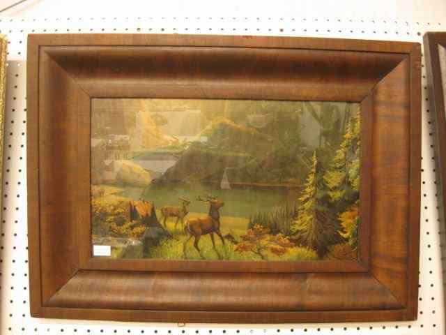 Appraisal: Victorian Lithograph of Deer by the Lake image area ''