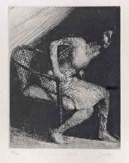 Appraisal: Bill Jacklin b Woman in a chair etching with aquatint