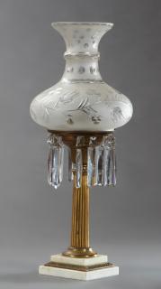 Appraisal: American Brass and Marble Astral Lamp th c th American