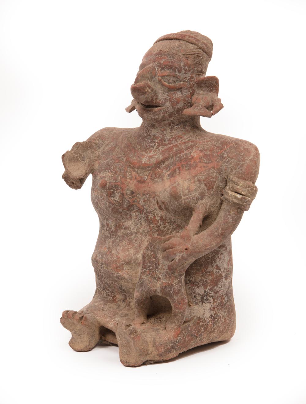 Appraisal: Pre-Columbian Terracotta Seated Figure of a Mother and Child with