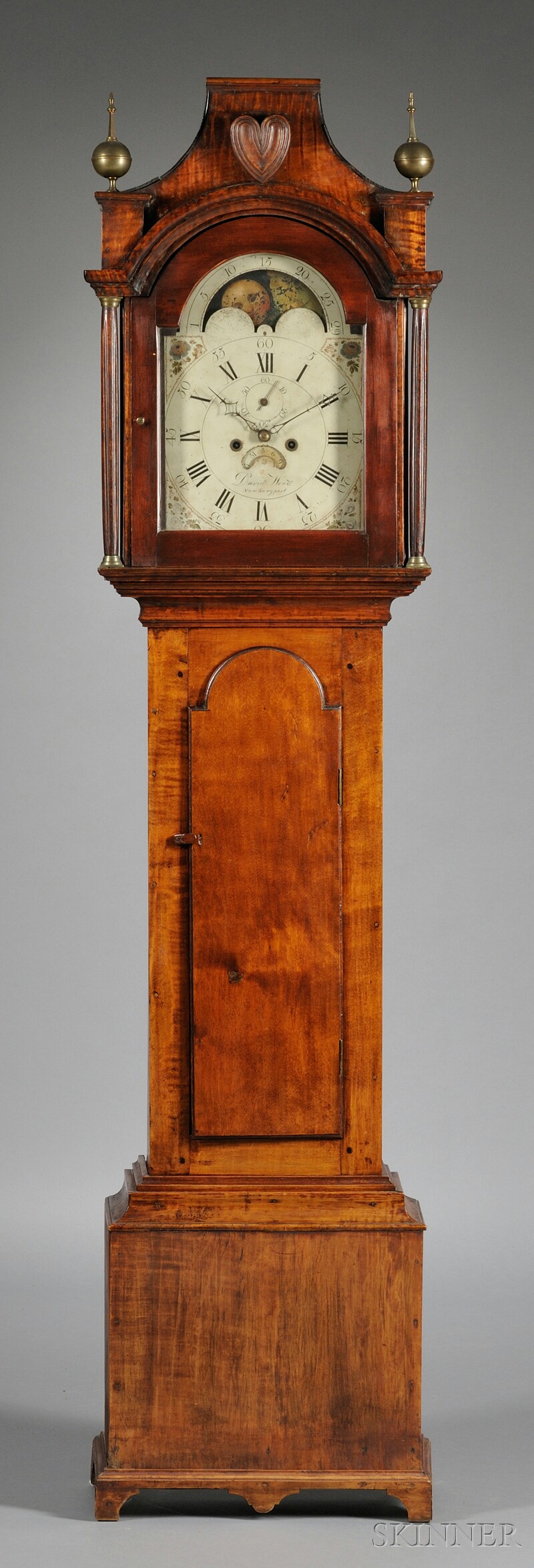 Appraisal: Tiger Maple Tall Case Clock David Wood Newburyport late th