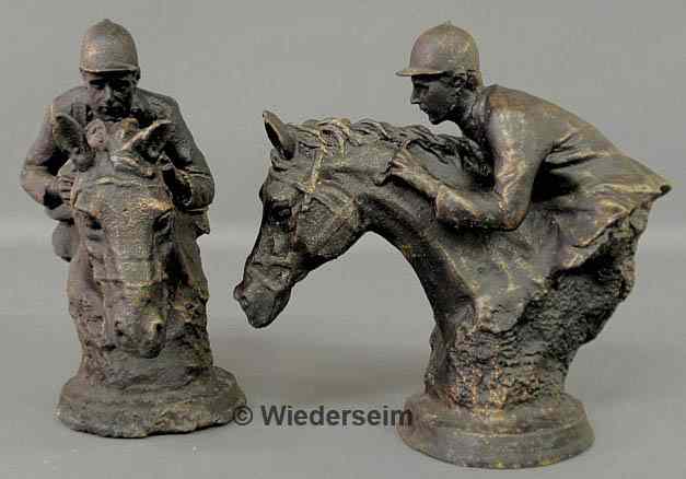 Appraisal: Pair of cast iron horse and rider bookends th c