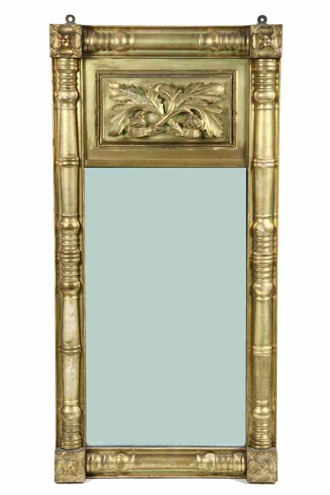 Appraisal: MIRROR - Federal period gilt split column mirror Raised panel