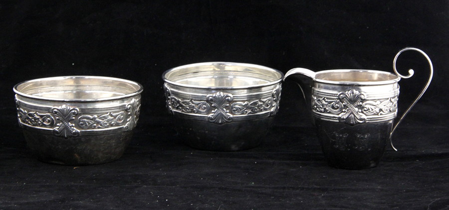 Appraisal: A Norwegian silver bowl and jug Thune standard initialled and