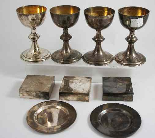 Appraisal: Military Issue Communion Goblets x and Military Communion Boxes x