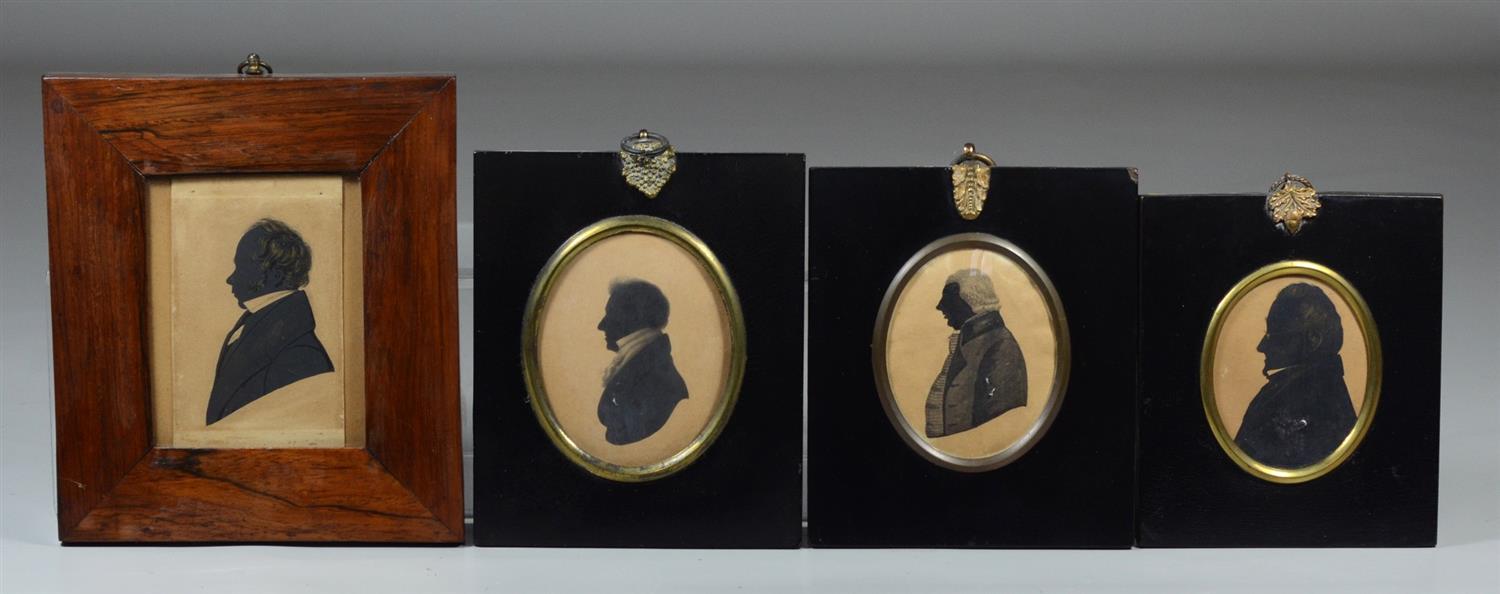 Appraisal: bust portrait painted silhouettes of men all with bronzed or