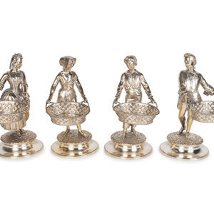 Appraisal: Set of Four Victorian Silver Figural Salts E J BARNARD