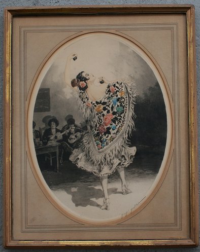 Appraisal: GRELLET Georges European - Gypsy Dancer Etching '' x ''