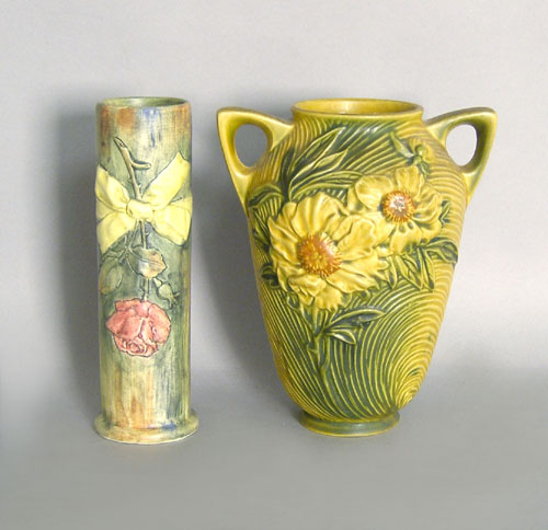 Appraisal: Roseville pottery vase - together with a Weller vase h