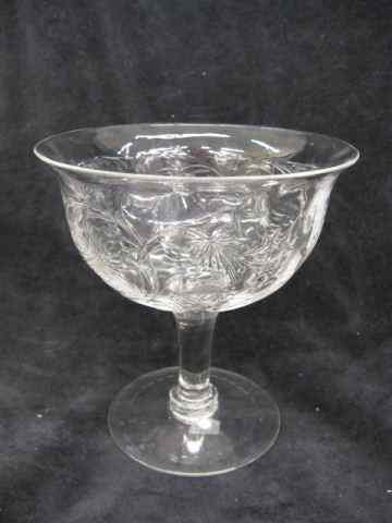 Appraisal: Webb Cut Crystal Compote floral rock crystal cut '' excellent