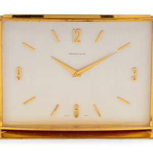 Appraisal: A Tiffany Co Brass Desk Clock the dial marked Tiffany