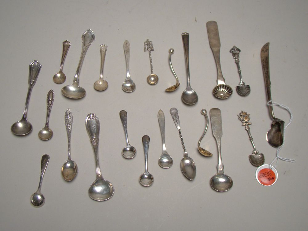 Appraisal: TWENTY STERLING AND COIN SILVER SALT SPOONS By various makers