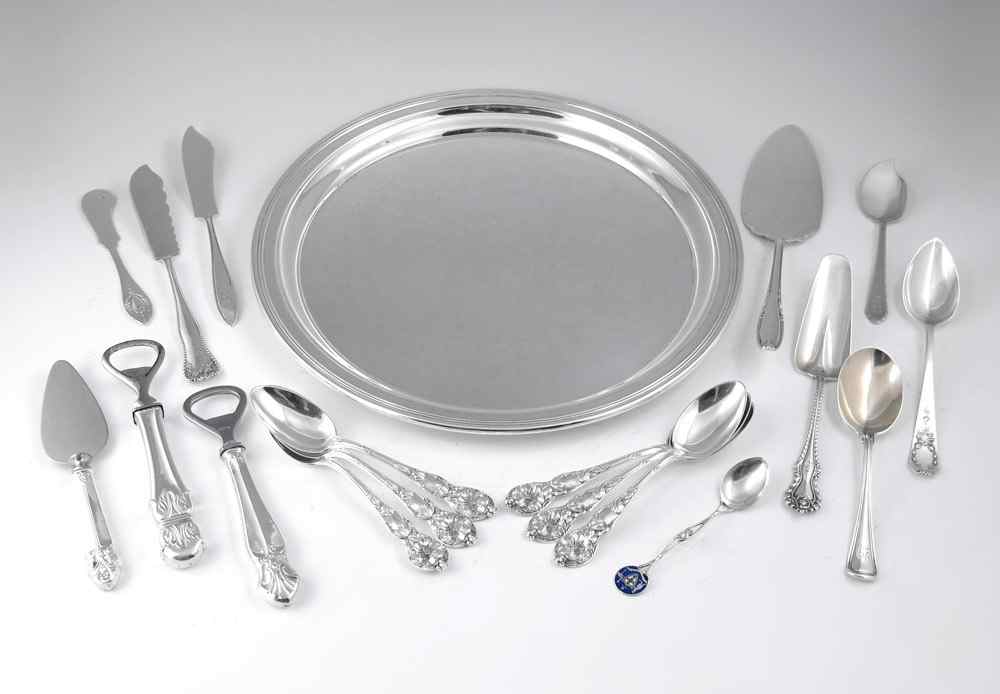 Appraisal: ESTATE COLLECTION OF STERLING FLATWARE TRAY An assembled collection of