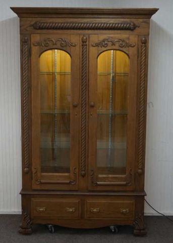 Appraisal: Antique Oak Curio Cabinet with Updates Early 's- or so