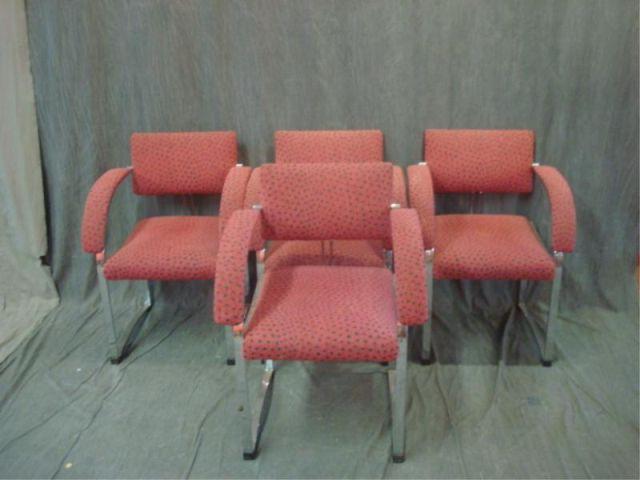 Appraisal: SAPORETTI Midcentury Chrome Chairs Nice lines and upholstered From a