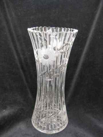 Appraisal: Cut Glass Vase brilliant period floral ray decor '' corset