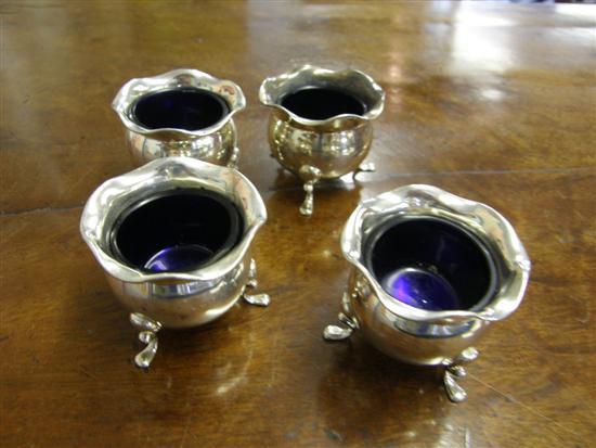 Appraisal: Pair of George VI silver salts with shaped rims raised