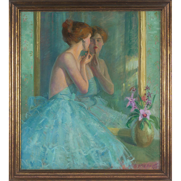 Appraisal: W H Stieber American th century Woman at Mirror oil