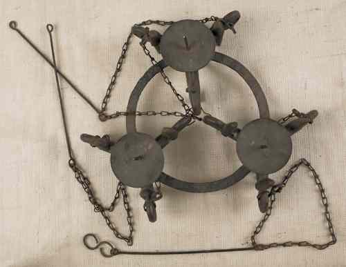 Appraisal: Iron hanging chandelier ca dia together with a cast iron