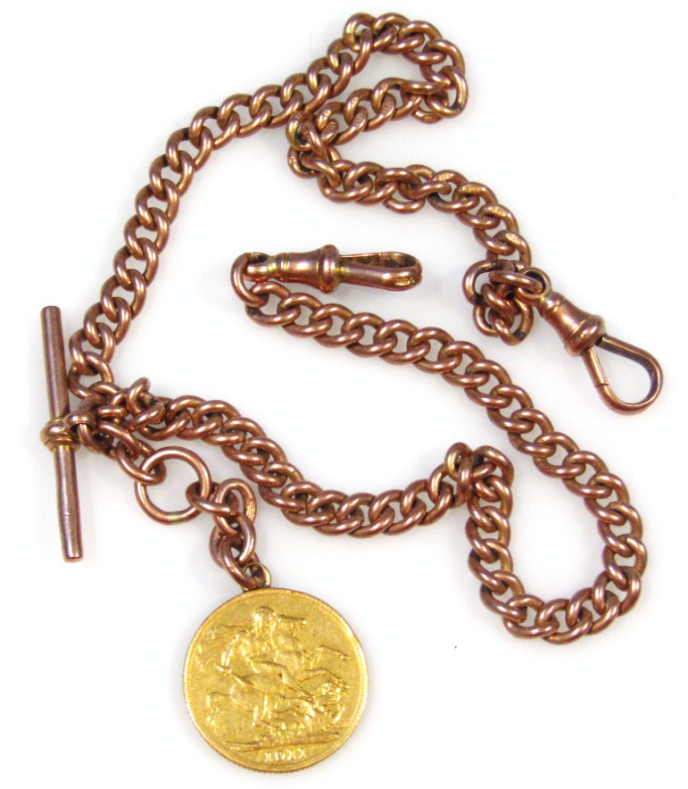 Appraisal: A ct gold Albert watch chain with double clasp end